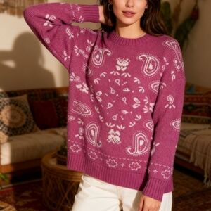 American Eagle Outfitters oversized Paisley-Inspired Crewneck Sweater size XS